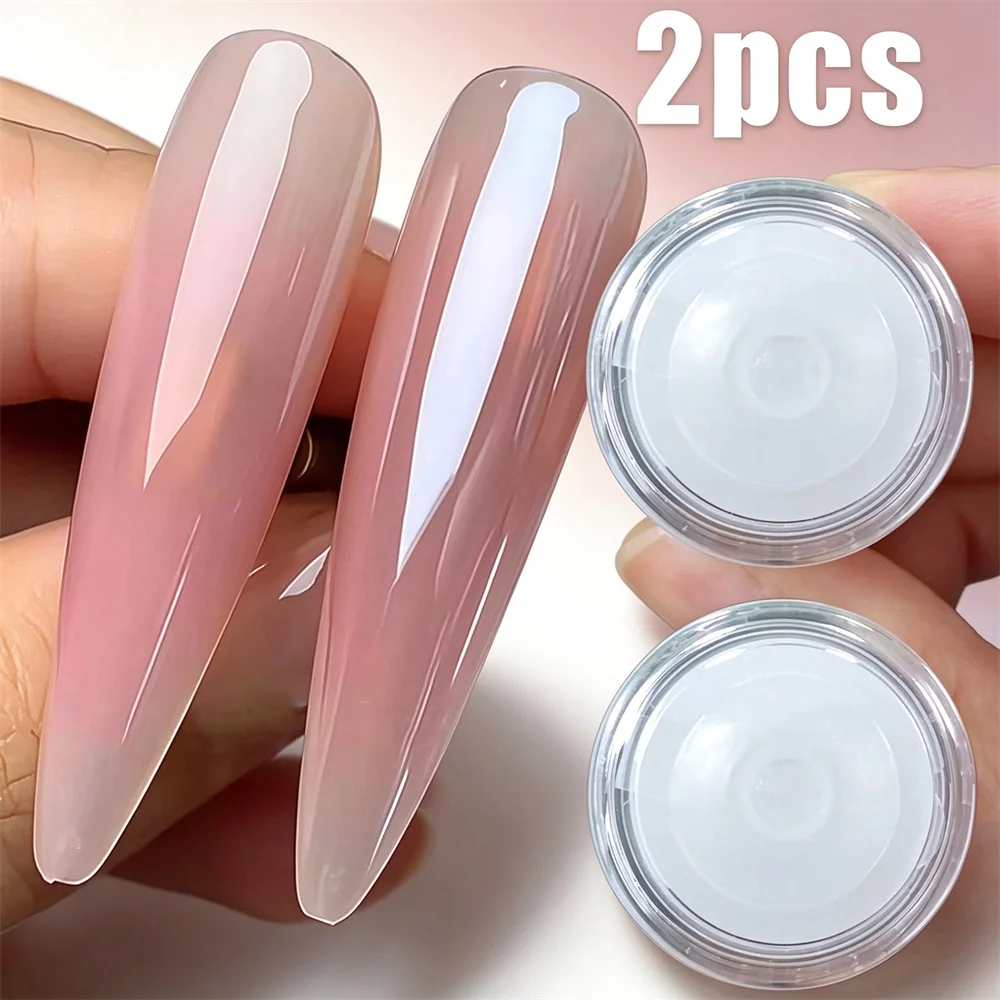 2 Jars Ice Clear Mirror Aurora Chrome Powder for Nail Bright Moonlight Pearl White Rubbing Powder DIY Manicure Chrome Flash Dust