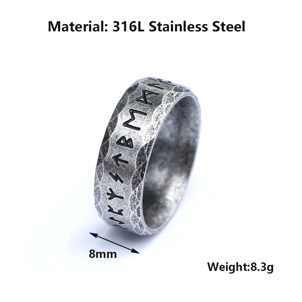 YILUOCD Edelstahl Viking Runen Ring für Männer Frauen Vintage Nordic Keltischen Knoten Ringe Odin Brief Amulett Schmuck Großhandel – Detail 2