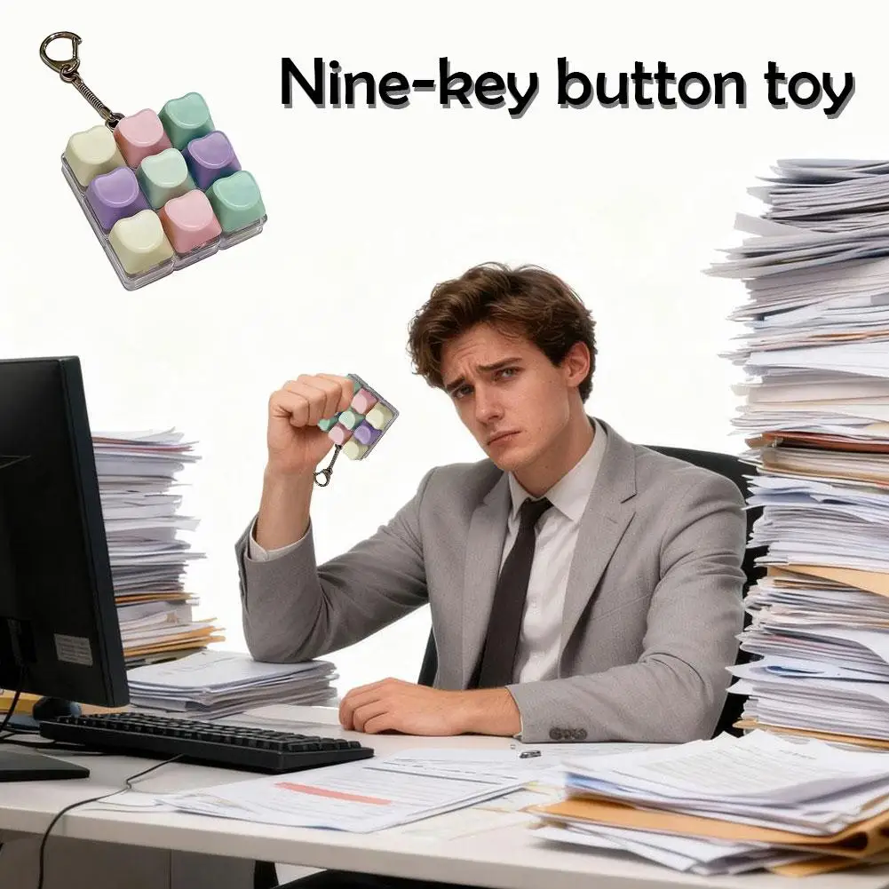 

Игрушка-антистресс с 9 кнопками, механические клавиши для клавиатуры, брелок-подвеска, фиджет-игрушка, подарок для взрослых S4X6