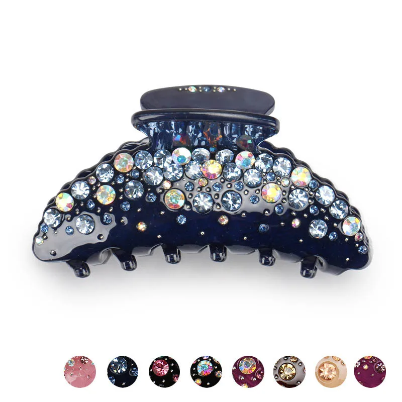 

New Splendid Rhinestones Hair Claw Clip for Women Girls Popular Acetate Hair Accessory Ornament Jewelry for Ponytail Holder Prom