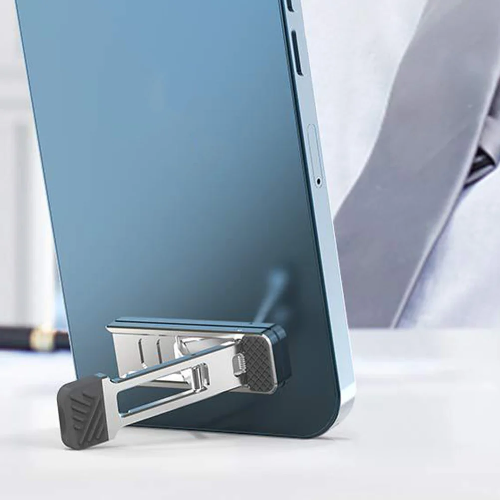 

2Pcs Silver Invisible Phone Stand Foldable Mini Bracket Desk Office Portable Lightweight Cellphone Holder Adjustable Mobile