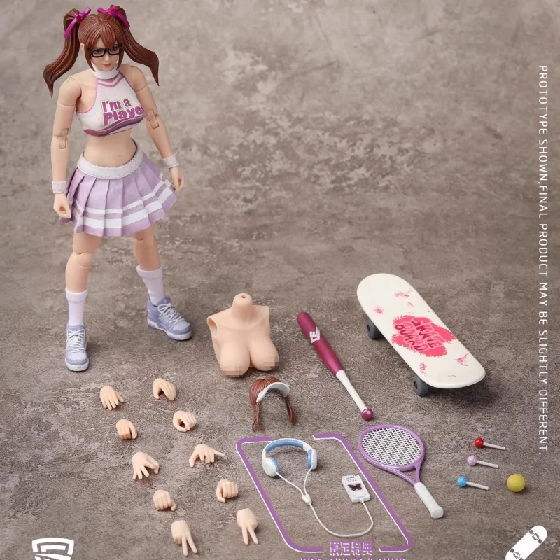 15cm In Stock CRAZY FIGURE LT005 Sporty Girl-Yoyo 1/12 Scale Action Figure Flexible Mini Body Joint Mobile Doll Ornament Gift