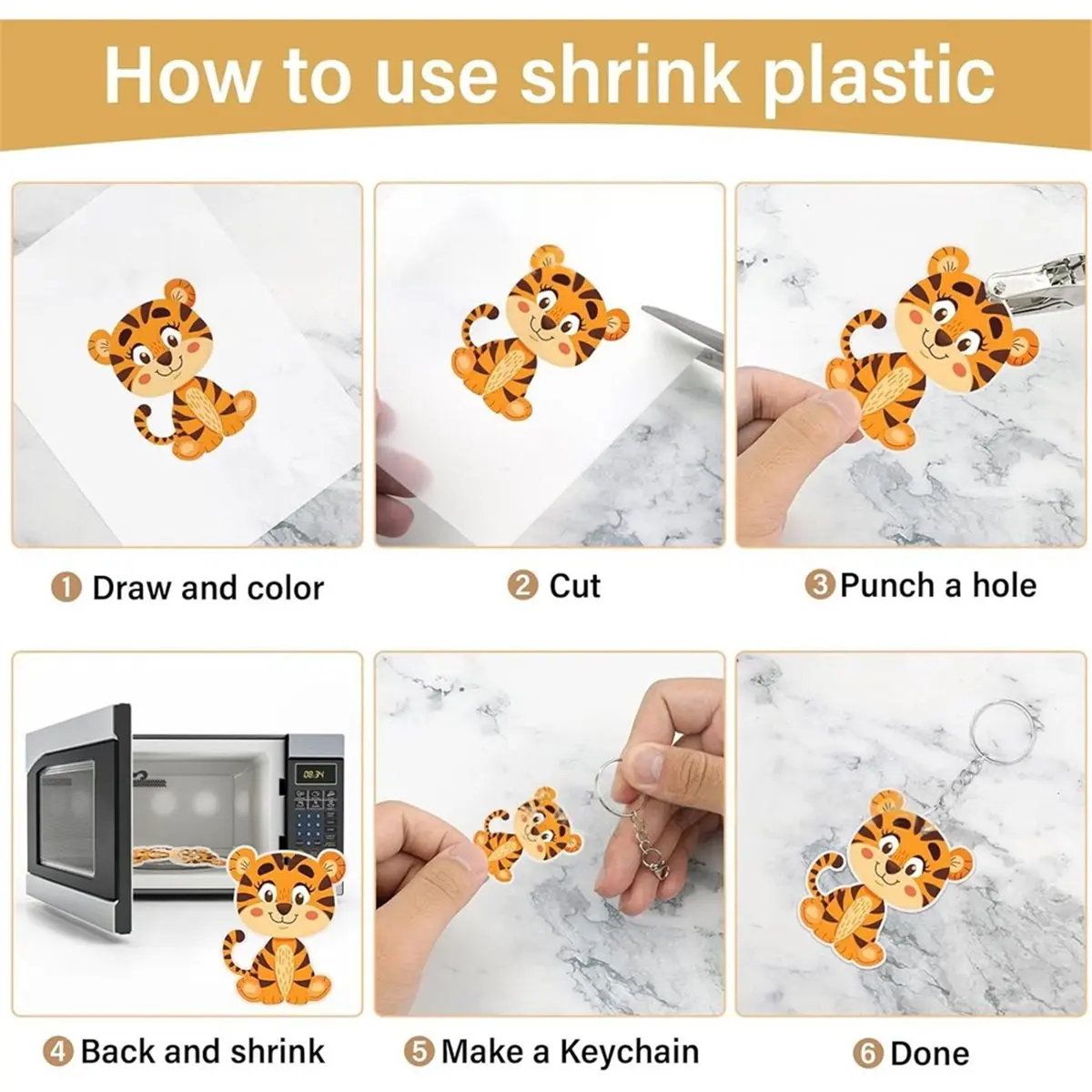 2026 New 171Pcs DIY Shrink Plastic Keychain Making Kit Heat Shrink Film Sheets with Key Rings Lobster Clasps Hole Punch