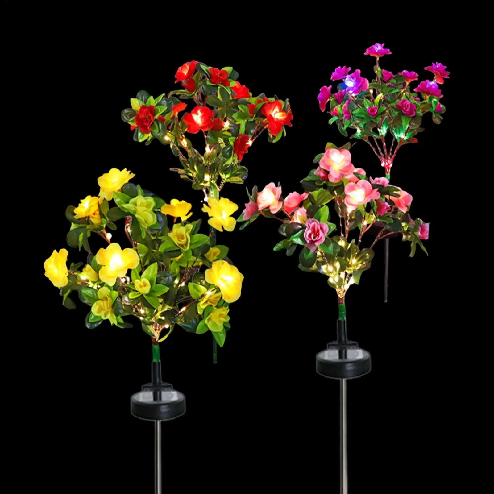 

Солнечные светильники-цветы, 4 штуки, IP65, водонепроницаемые, светодиодные, на солнечных батареях, для сада, патио, двора, газона, дорожек, ландшафта