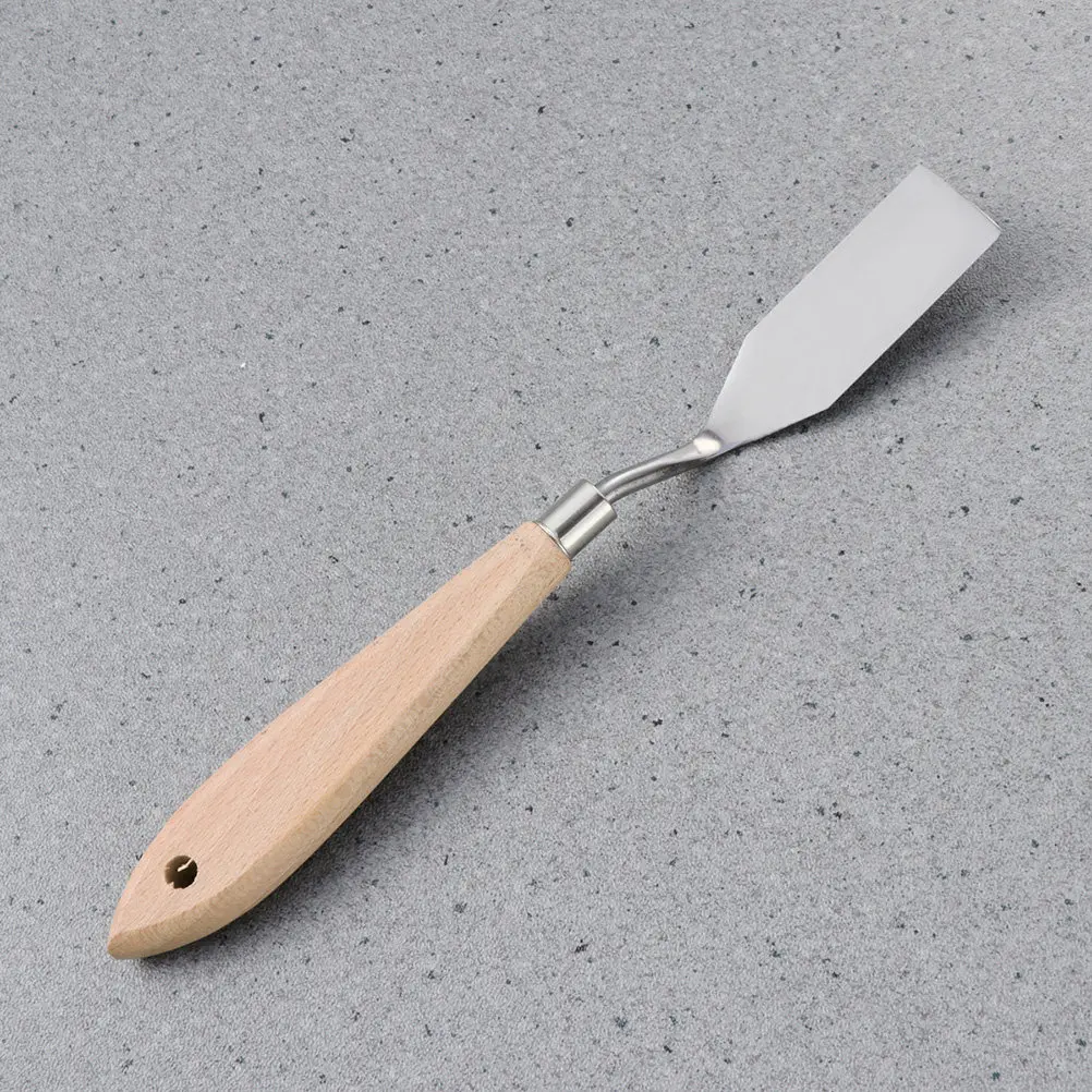 2Pcs Oil Painting Scraper Wood Handle Rustproof Stainless Steel Pigment Mixing Tool Palette Knife Spatula for Art Painters