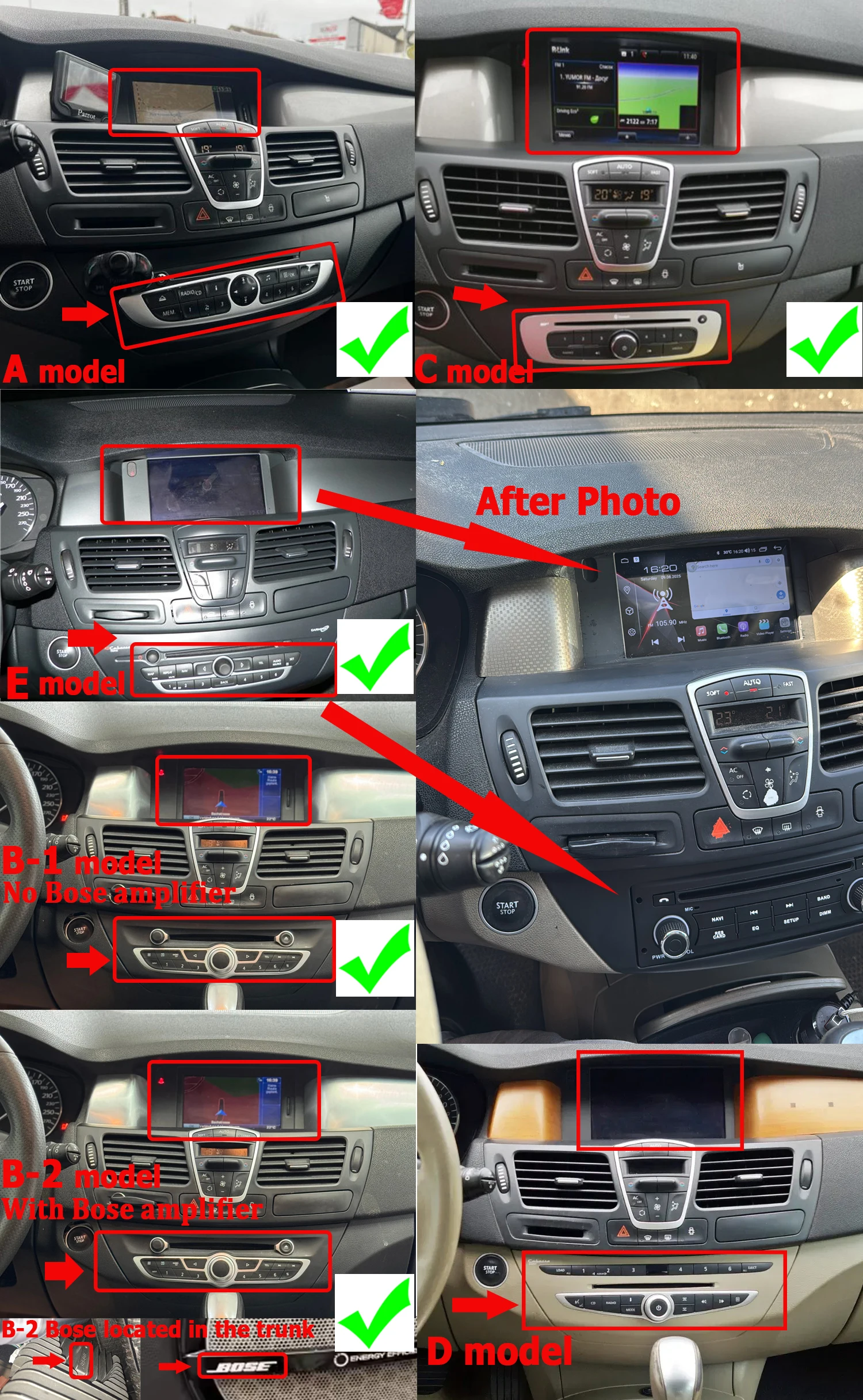 

OEM Car Radio 7" CarPlay For Renault laguna 3 Latitude 2011-2015 Use the original frame FM RDS MP3 MP4 Multimedia Stereo Player