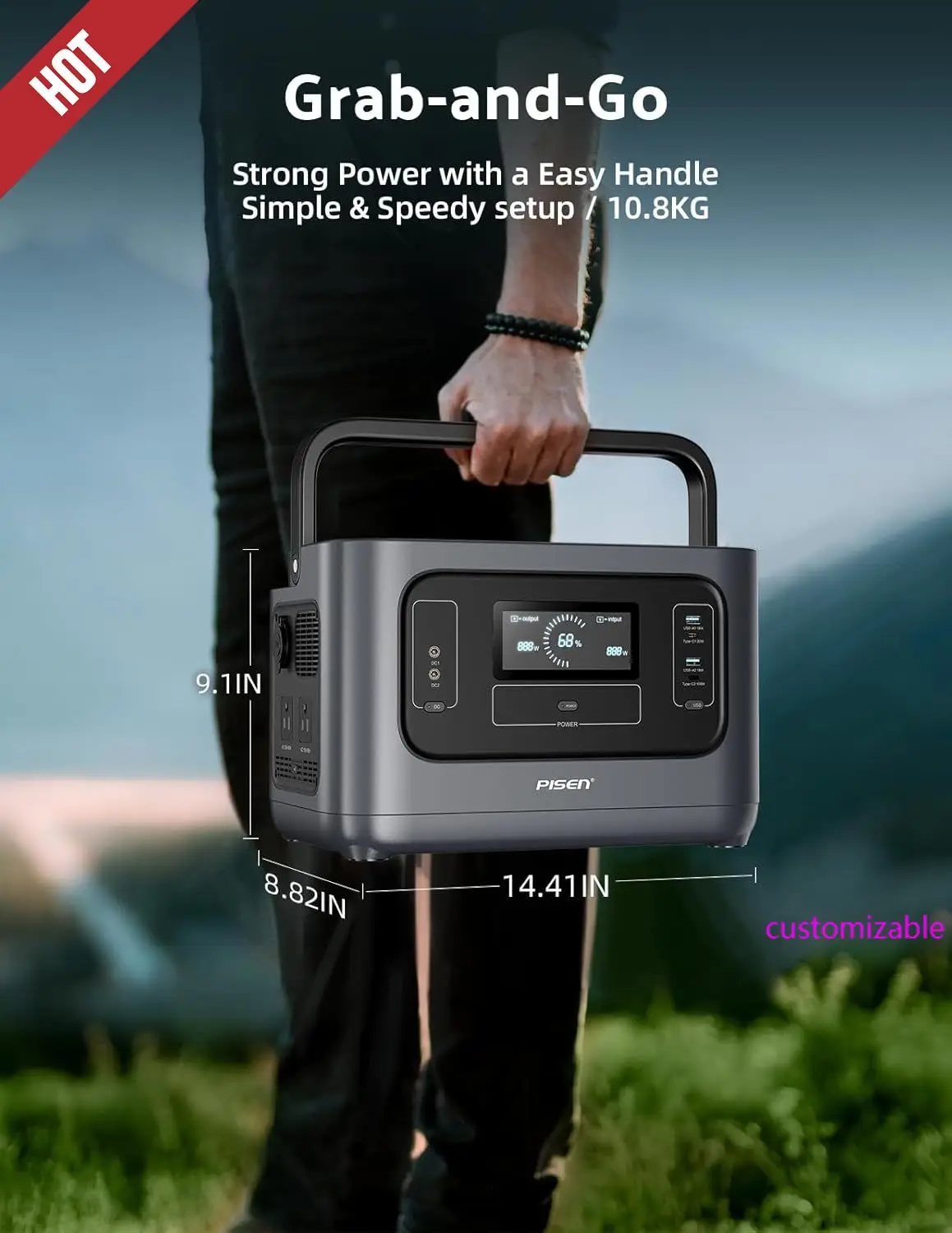 

Portable Power Station 1000W, Solar Generator with Fast Charging, 1008WH LiFePO4 Battery for Home Backup Power,Travel,Camping