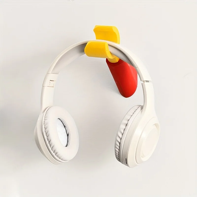 Cute Duck Bill Clamp Self Adhesive Headphone Wall Hook, No Drill Cartoon Duck Shape Gaming Headset Mount, Punch-Free ABS Audio Accessory Storage Holder For Desk Game Room Wholesale