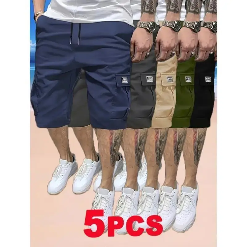 

Khaki Men's Mid-Waist Knee-Length orts A449 New Cross-Border Item Comfortable Retro Sle Ciwalk Suitable Nine-Piece Pants