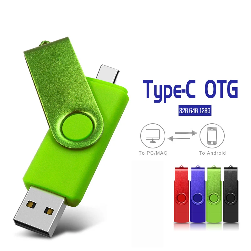 

USB-накопитель Type-C 8G-128G, высокоскоростной, с поворотным механизмом, красный, темно-синий, цветной флеш-накопитель для ПК/телефона