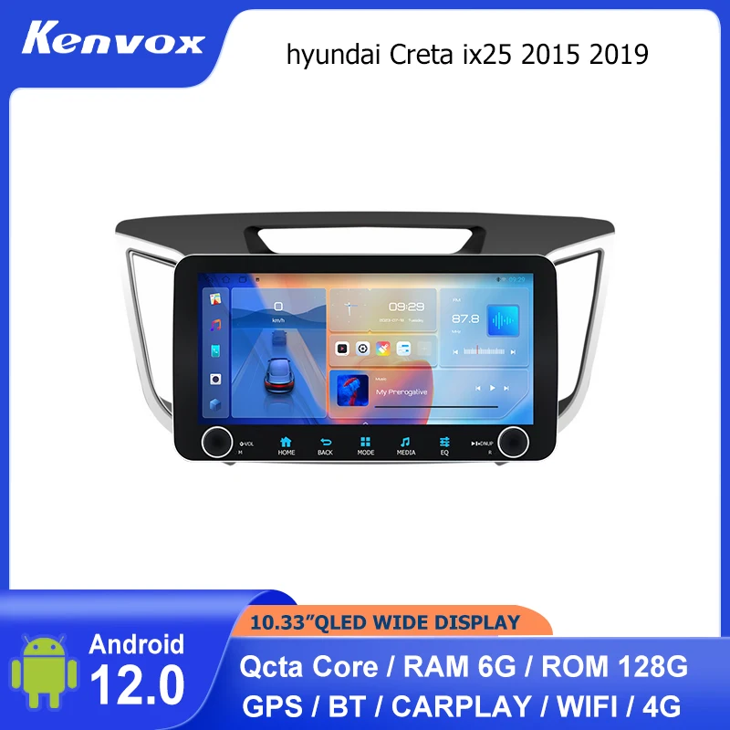 

10.33" WIDE QLED For hyundai Creta ix25 2015 2019 2 din Android Car Radio Multimedia GPS Navigation 2din Autoradio Stereo video