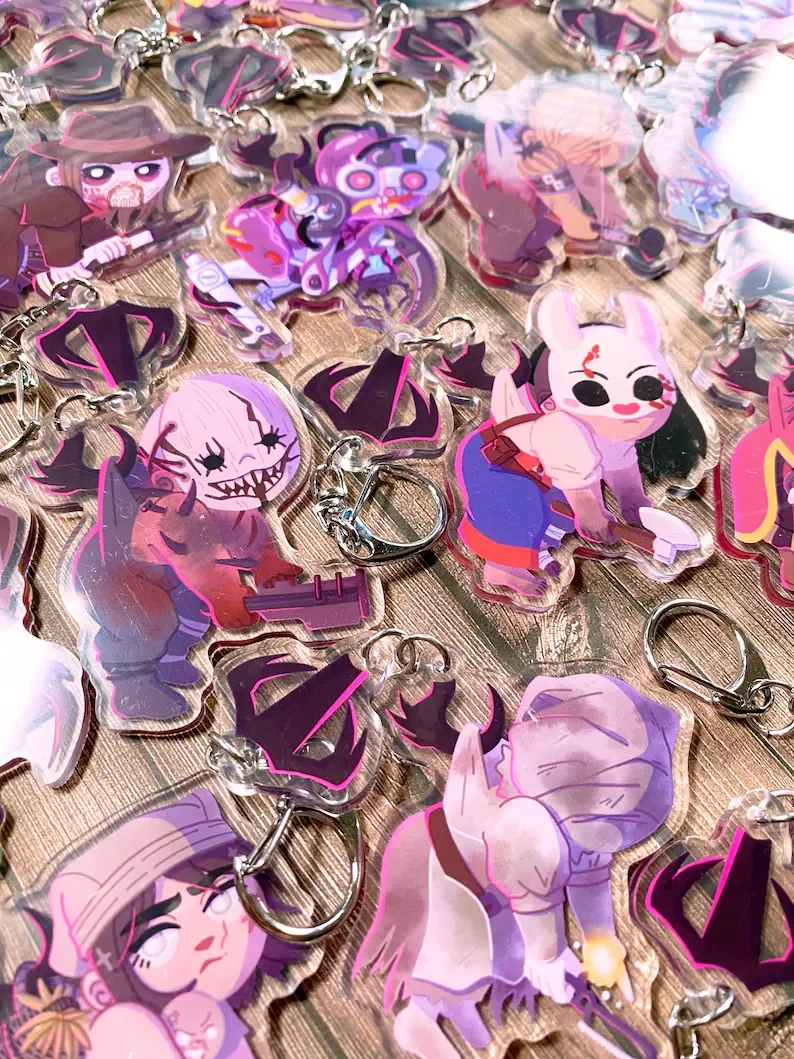 Deebeedee Killers Connected Acrylic Keychain, Inter‑Locking Horror Game Fan Art Bag Charm Collectible Pendant Gift