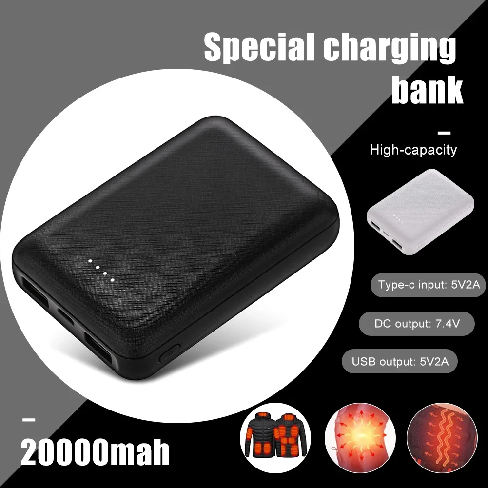 20000mAh Power Bank Fast Charging External Battery Pack Portable USB Charger For Heating Vest Jacket Scarf Socks Glove Equipment