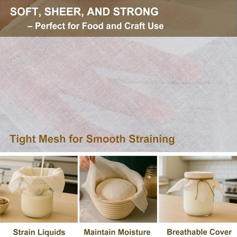 6pcs For Cheesecloth 20x20 Inches Unbleached Cotton for For Cheese Making Nut Milk Filtration and Kitchen Straining Use
