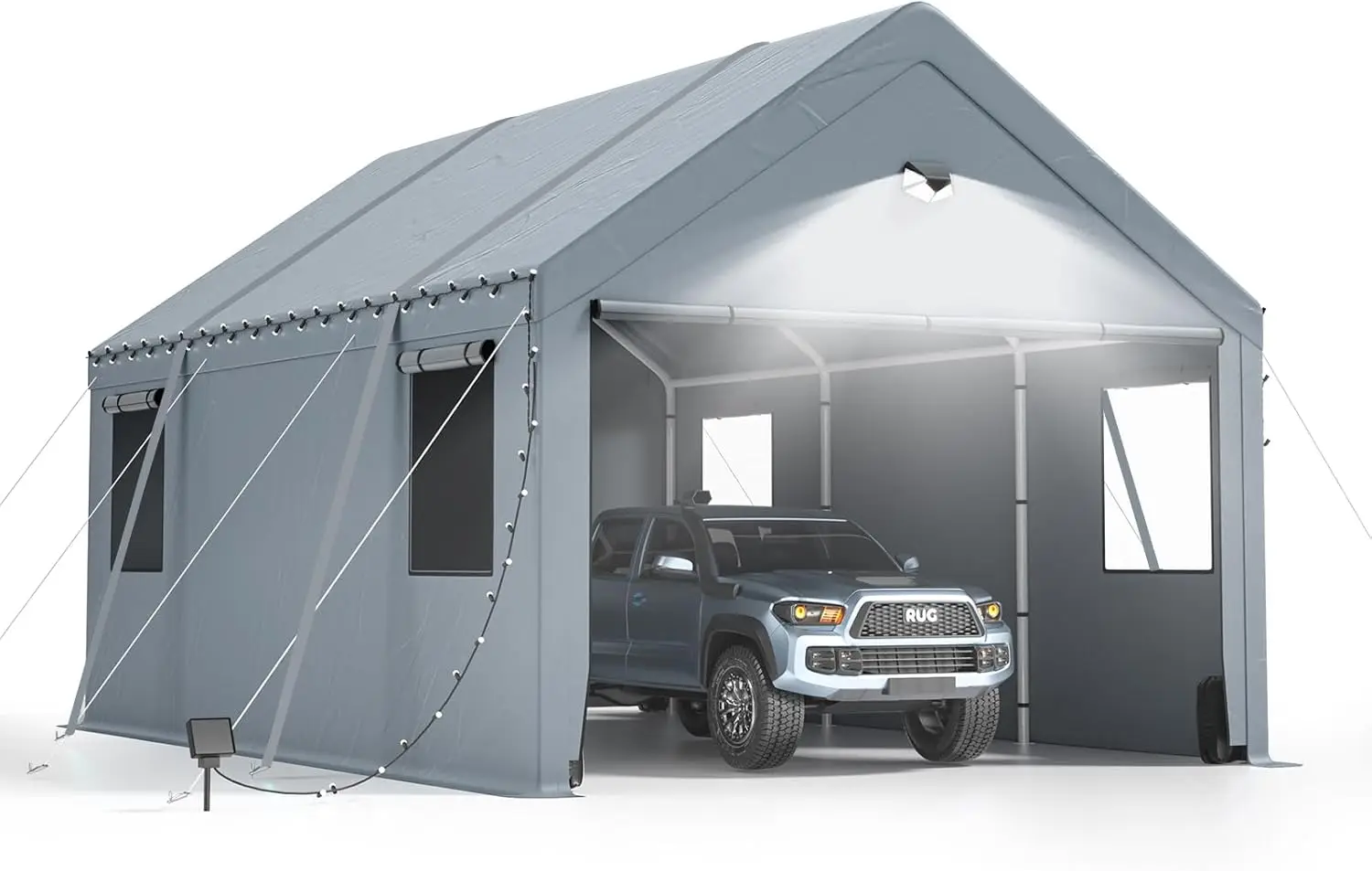 

12x20 Carport, Heavy Duty Car Port with Galvanized Steel Frame, Removable Sidewalls & Doors, Portable Garage with Bindings,