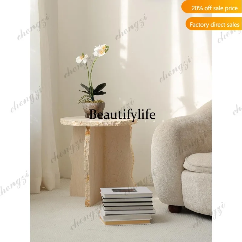 P37 French side table light luxury sofa side cabinet marble small coffee table art living room small table