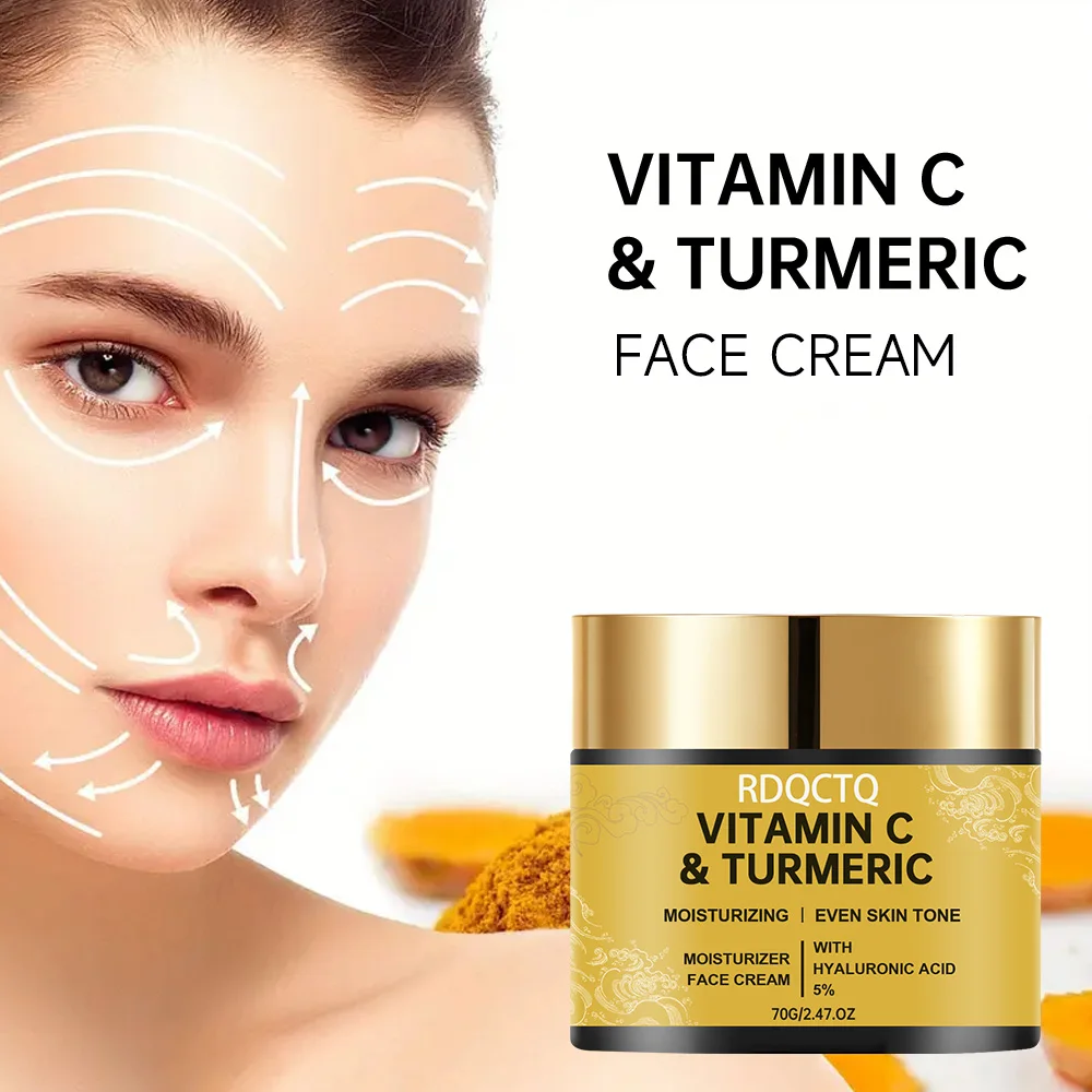 RDQCTQ فيتامين C وكريمة الكركم - مرطب للوجه مضاد للشيخوخة وتفتيح البقع الداكنة 40/70 جرام