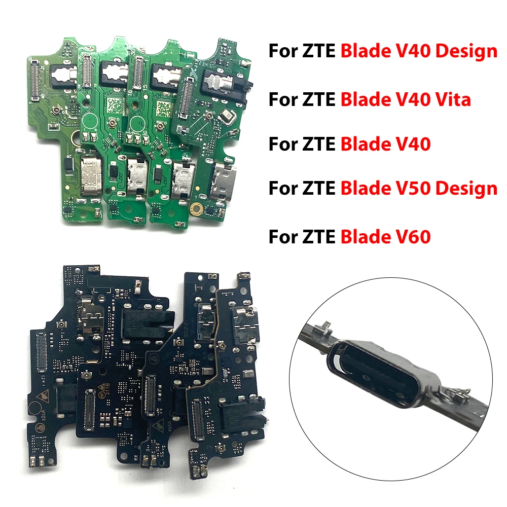 Conector flexible de placa de puerto de carga USB para ZTE Blade V Smart V40 V50 V60 V70 V2020 Design Vita Smart, módulo de micrófono