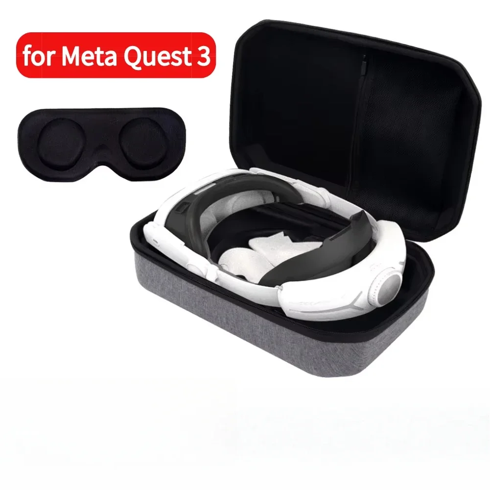 

Hard Carry Case with Lens Cover Waterproof Travel Home Storage Bag Mesh Pocket for Meta Quest 3 VR Headset Game Controller