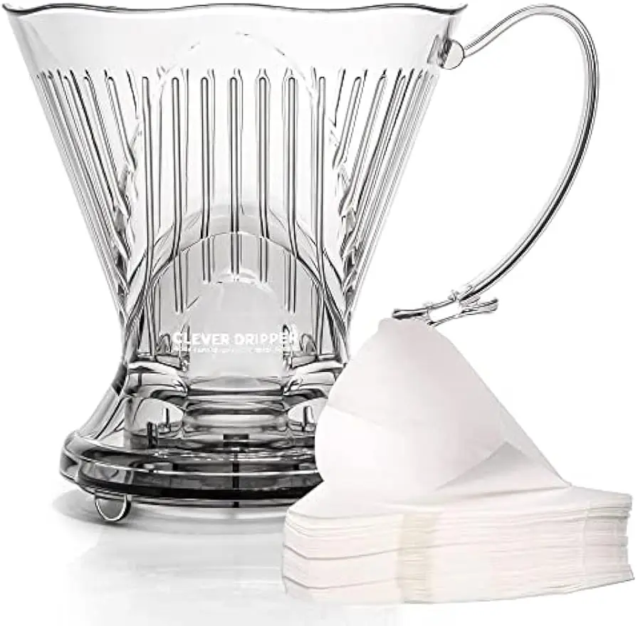 

Large 18 oz Pour Over Coffee Dripper with Filters, Coaster, and Lid - BPA Free Plastic