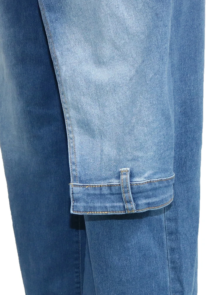 JENYAGE Damen Trendige Einzigartige Asymmetrische Wickel-Jeans mit Hoher Taille und Weitem Bein, Dekorative Riemen, Streetwear Baggy Hosen – Detail 12