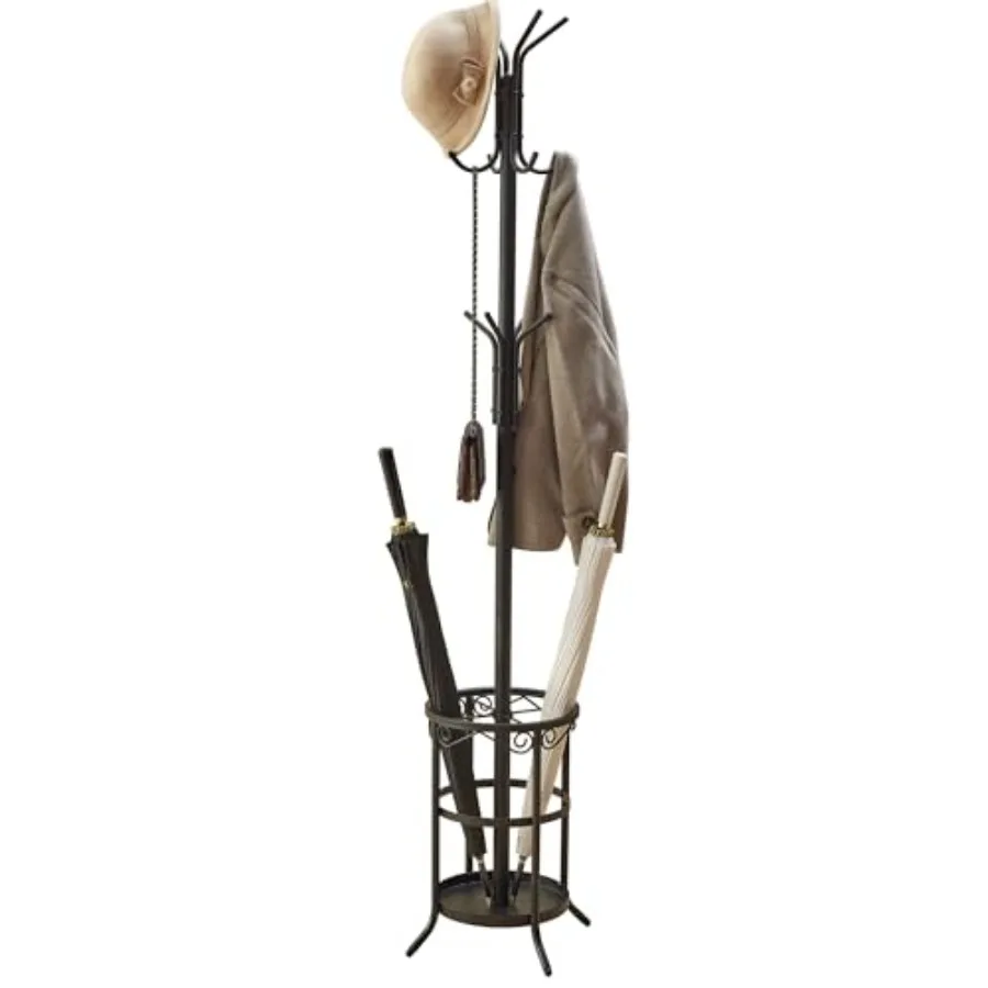 

Freestanding Coat Rack Stand with Umbrella Holder and Hat Hanger Organizer Rack
