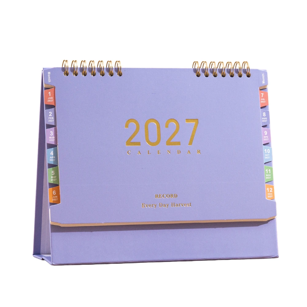 2027 Writeable Memo Standing Small Desk Calendar Portable Foldable Flip Calendar Academic Planner Office Stationery Supply