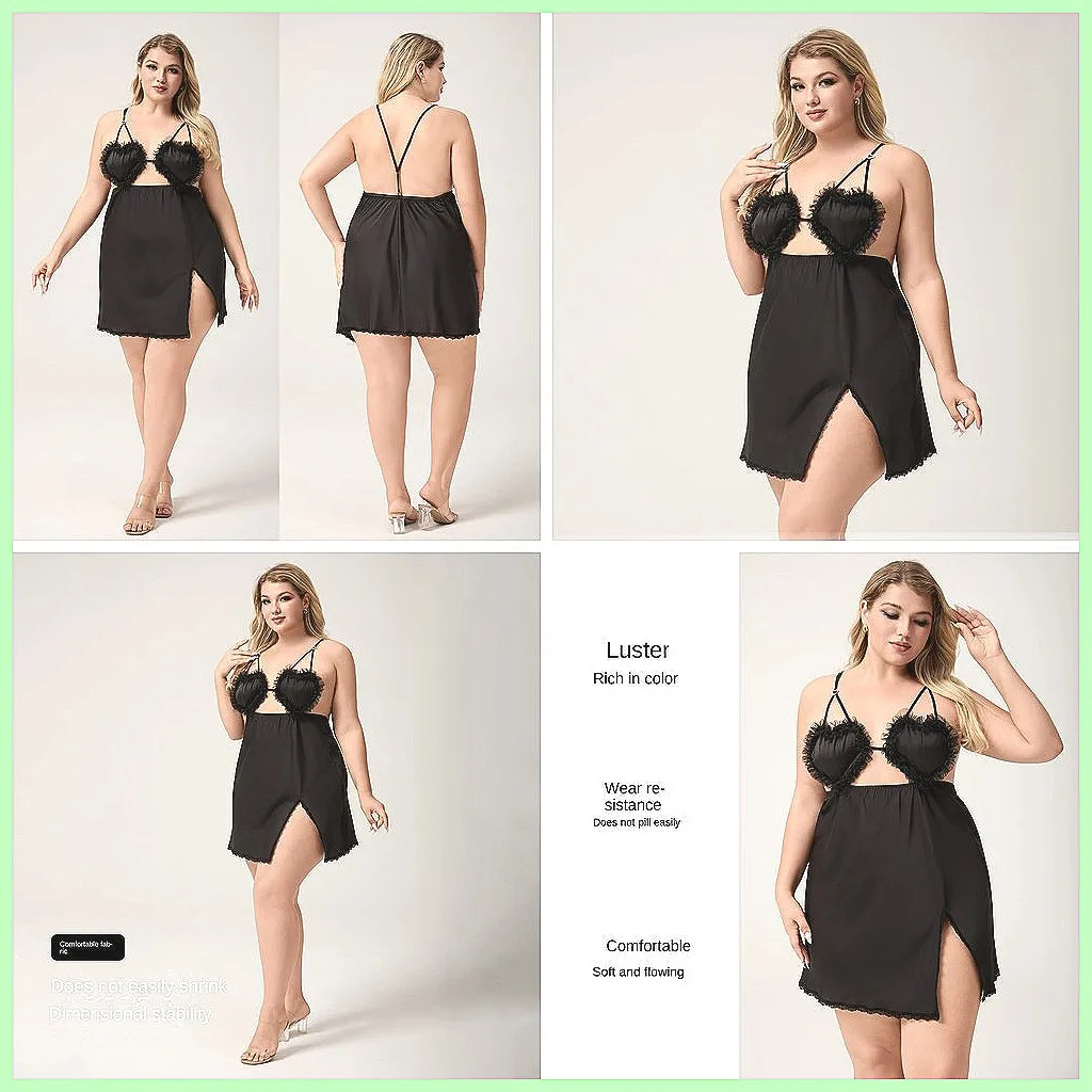 

Сексуальная ночная сорочка-халтер без спинки для женщин, летнее платье для сна черного цвета, большие размеры до 5XL