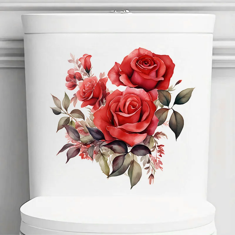 T2345# Beautiful Red Roses Stickers Decoration for Living Room, Wall, Bedroom
