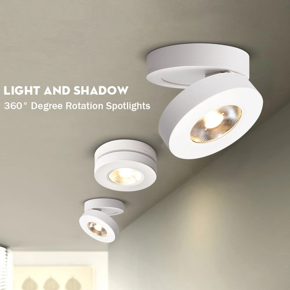 LED Downlight Slim Ceiling Lamp Ceiling Light LED Foldable 360 Surface Mounted Spotlight for Hallway Gallery Display Living