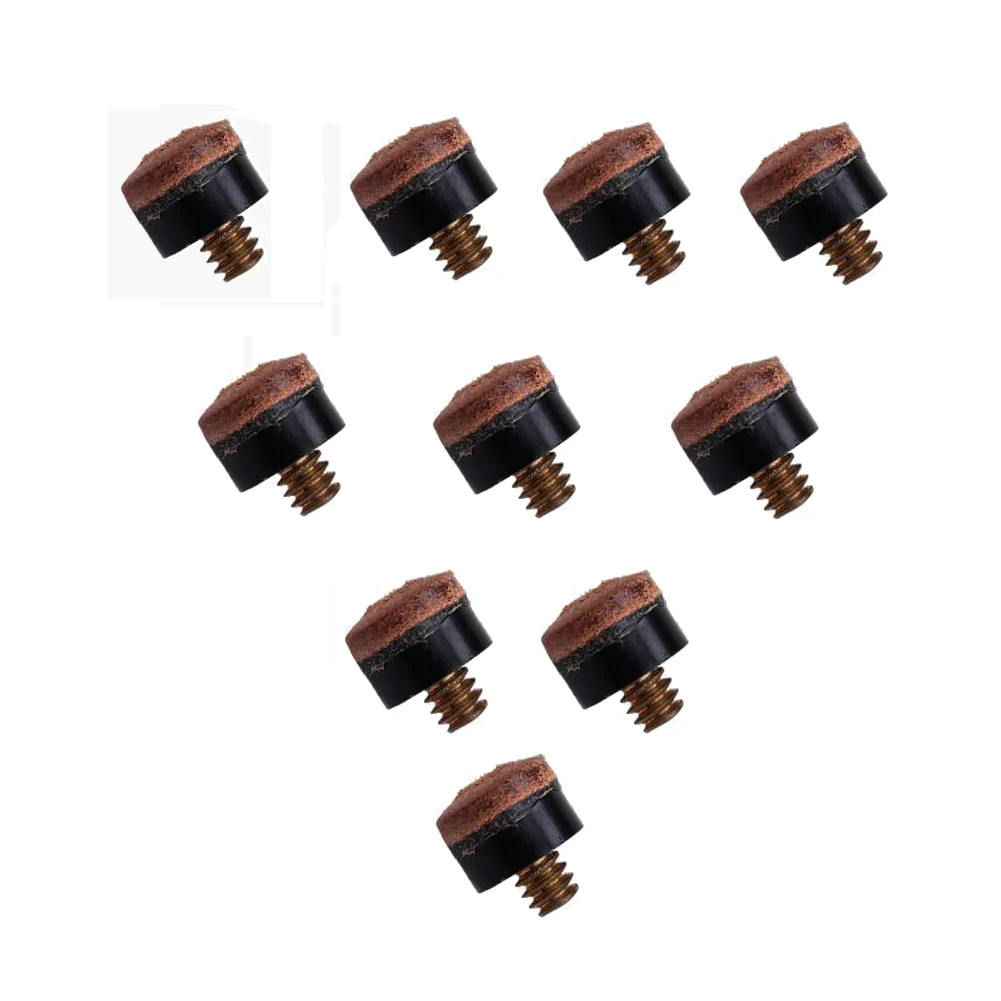 

10pcs Snooker Pole Heads Screw On 10mm Billiard Cue Head Replacement Billiard Stick Tips Parts Set Pole Repair Accessories