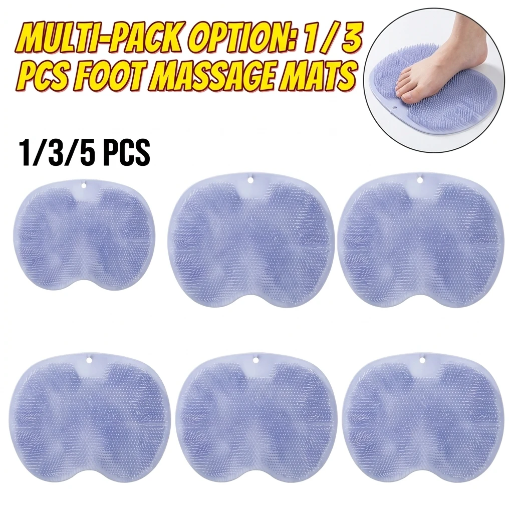 Shower Foot Scrubber Mat with Suction Cups, Non-Slip Exfoliating Foot Cleaner for Shower & Bath, Multi-Use Back Massager Pad