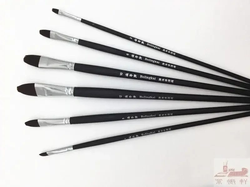 black Long Handle Red wine duck tongue shape Artist Paint Brushes Set for Watercolor Oil Acrylic Gouache Face Painting