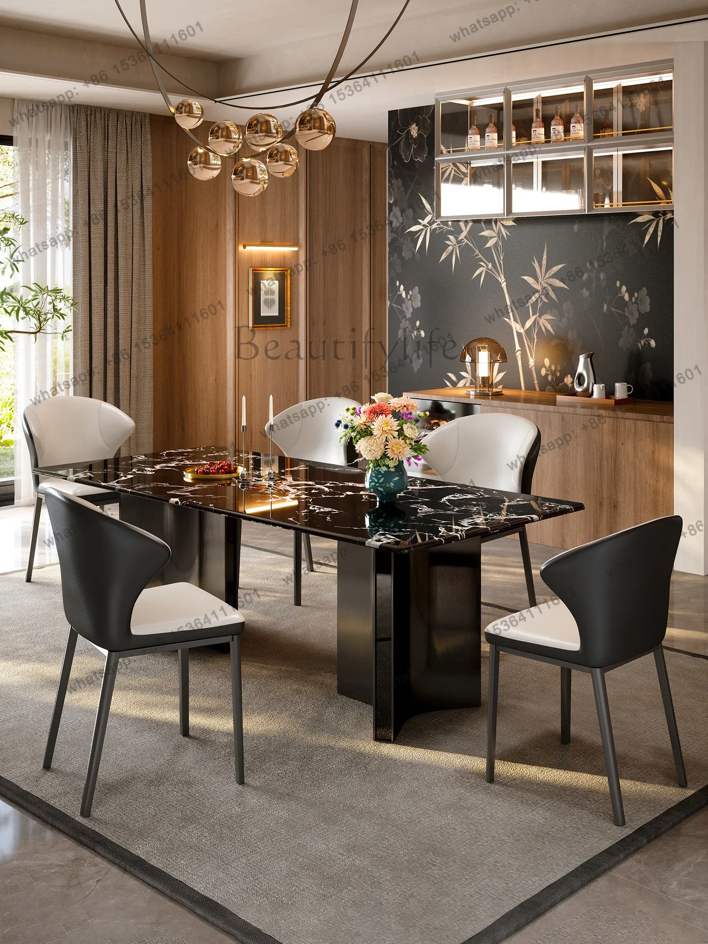 Natural luxury stone dining table imported Bulgari high-end dining table