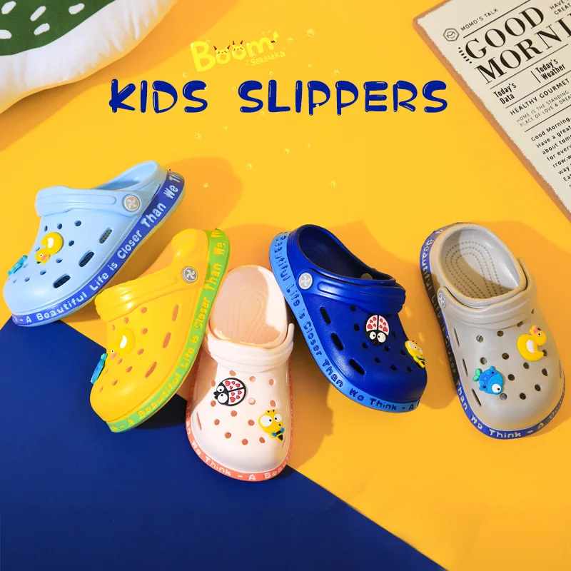 

1-13Y Kids Summer Cartoon Cave Hole Sandals Garden Boys Girls Beach Slippers Sandals Non-Slip Soft Sole Beach Shoes Quick Drying