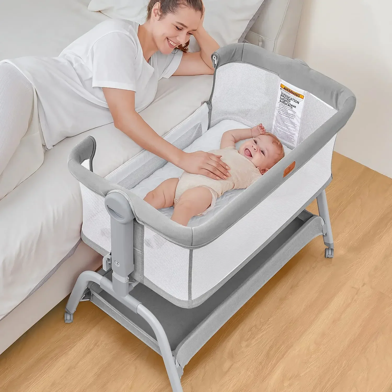 Bassinet Bedside Sleepe Baby Beside Bed, Double Bed and Sets Bedroom Wardrobe Beside Portable Baby Bed