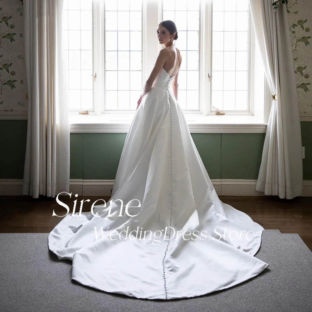 Sirene Elegante Prinses Strapless Liefje Vlek Trouwjurk Eenvoudige A-Lijn Vloerlengte Rugloze Bruidsjurken Robe De Mariée