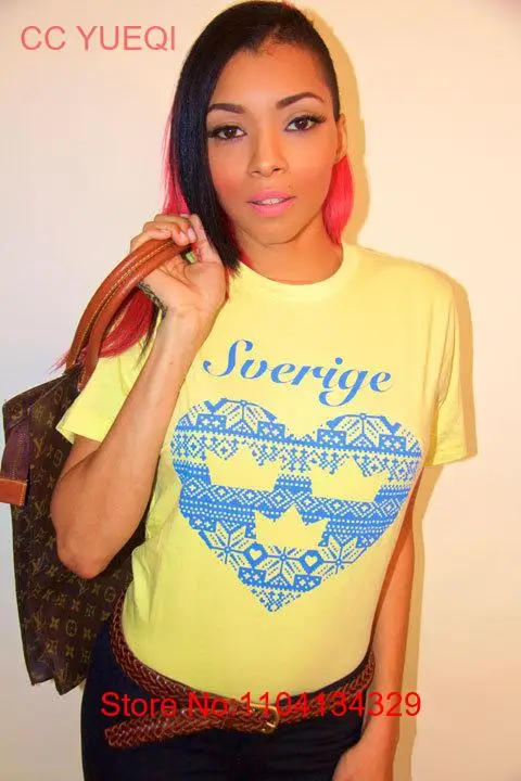 تي شيرت Sverige Three Crown عالي الجودة مريح غير معالج لعشاق الأناقة مقاس كبير جدًا