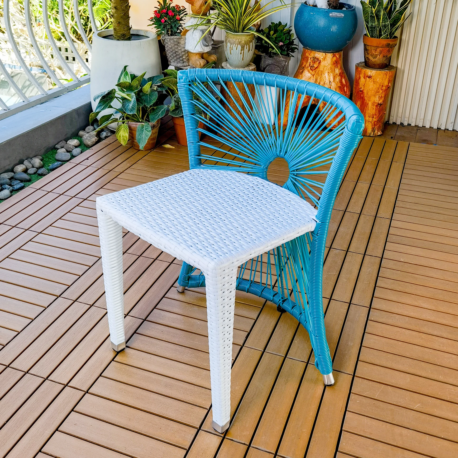 Colorful Combined Balcony Set Outdoor Garden PE Rattan Table Set