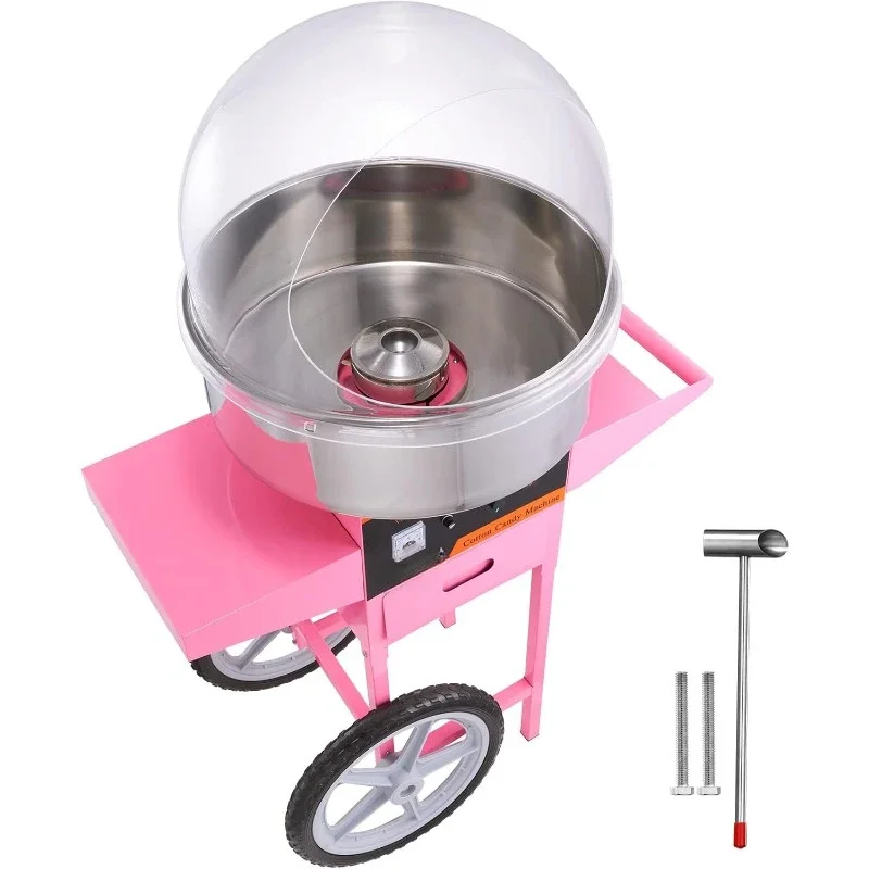 Electric Cotton Candy Machine with Cover, Commercial Floss Maker w/Stainless Steel Bowl,Carnival,Kids Birthday,Family Party