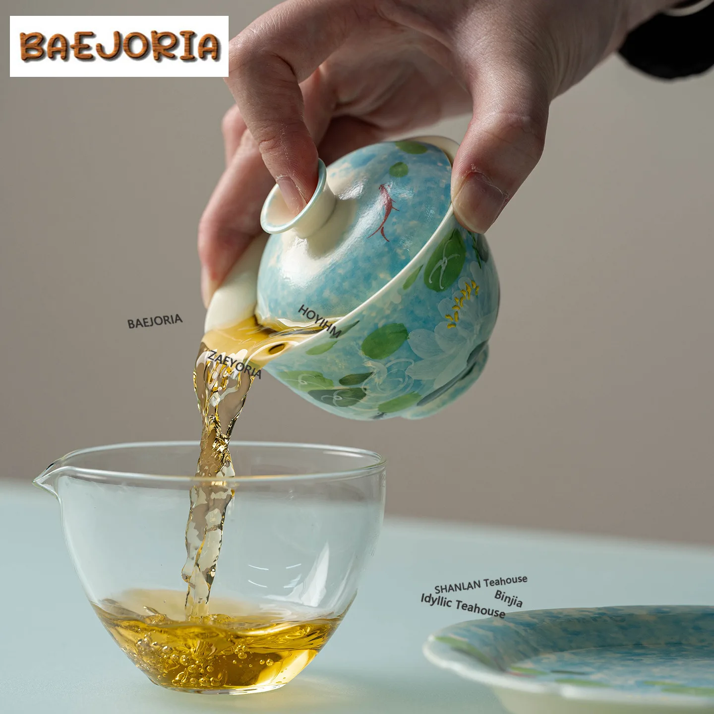 BAEJORIA 120ml Hand-painted Lotus Gaiwan Creative Tea Tureen Tea Bowl With Lid Kit Tea Maker Cover Bowl Cha Collection