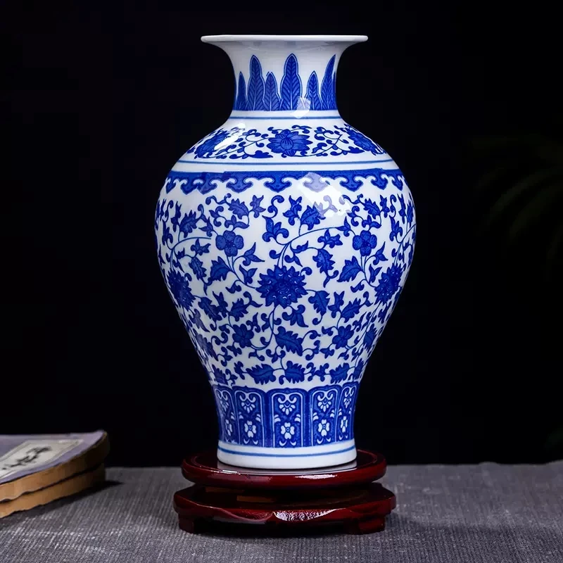 

Blue and White Porcelain Vase Decoration living room flower arrangement antique decorative crafts Jingdezhen ceramics vases