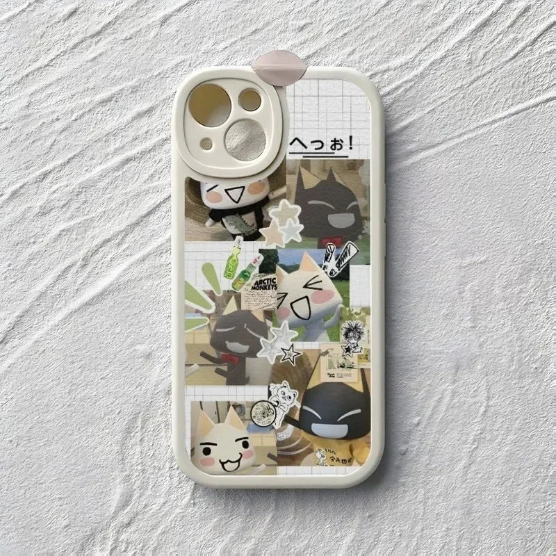 INS Cute Toro Inoue Cat Phone Case For Iphone 16 15 14 13 12 Pro Max 11 Mini X Xr Xs Puls  Leather Silicone Cover