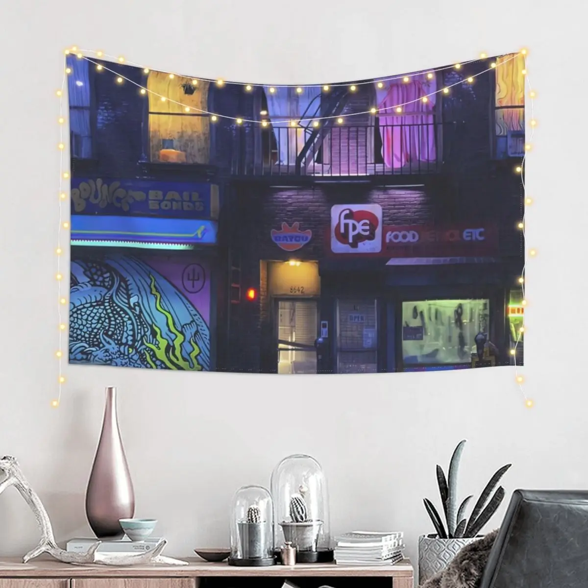 SAI Livestream Street Upscaled Tapestry Wall Decoration Bathroom Decor Tapestry