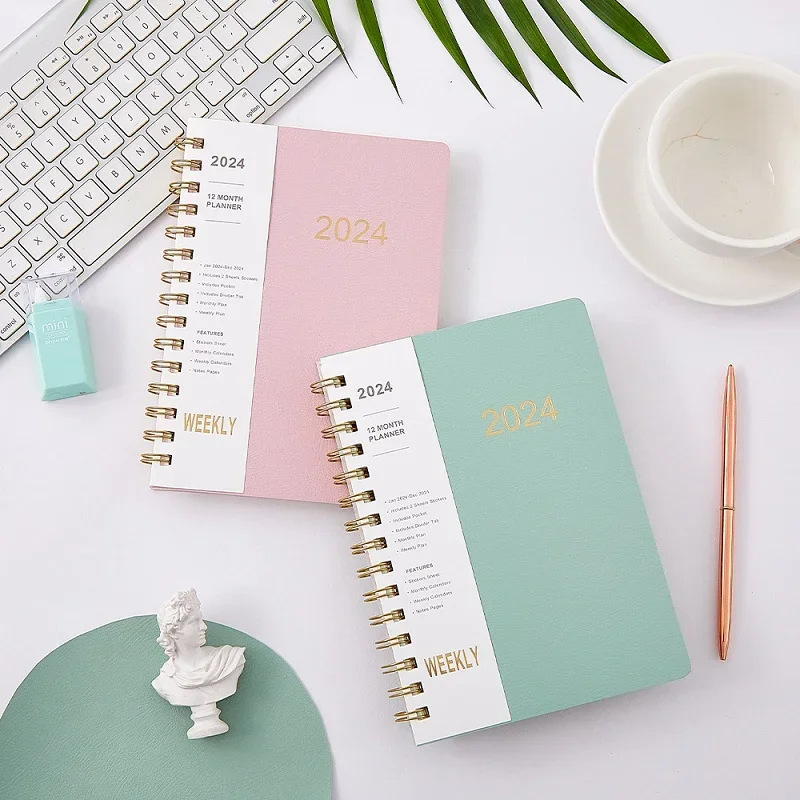 Nuevo cuaderno 2024, calendario de bobina de 365 días, planificador de libros, Cuadernos, Libretas, Agenda de negocios, suministros de oficina, regalos escolares