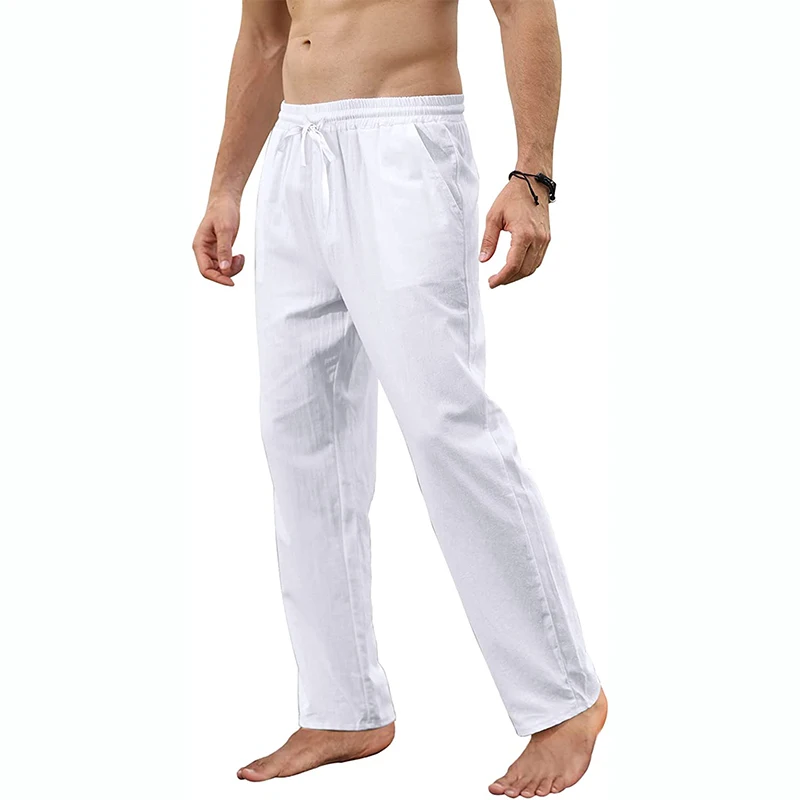 

Men's Loose Cotton Linen Pants Spring Casual Straight Leg Eighteen Pants Youthful Vitality Style Quick-drying Comfortable