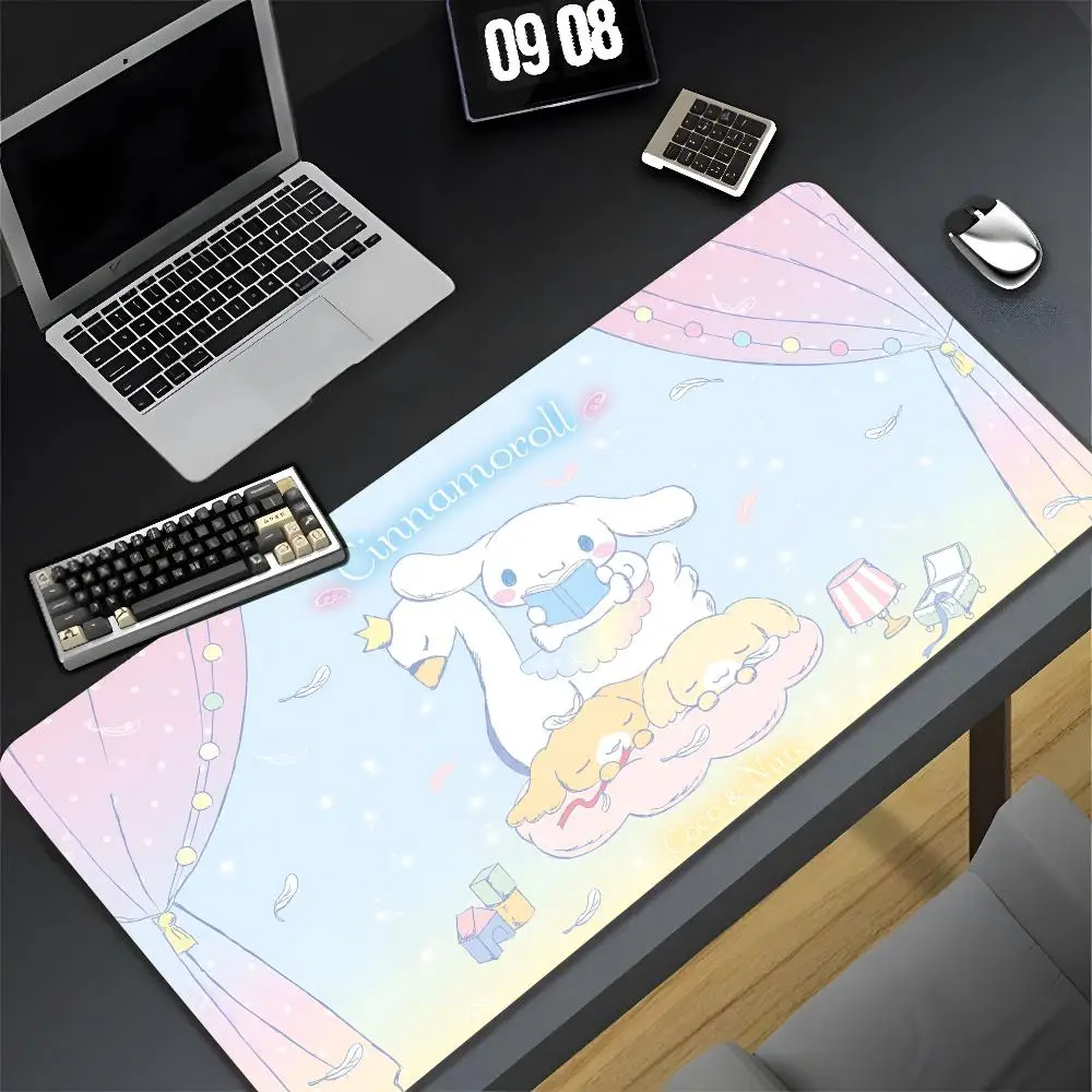 Cinnamoroll Mouse Pad para Gamer, DIY Foto Personalizada, Tapete de Mesa para PC Gaming, Computador, Otaku Bloqueio Borda, Notebook, XXL