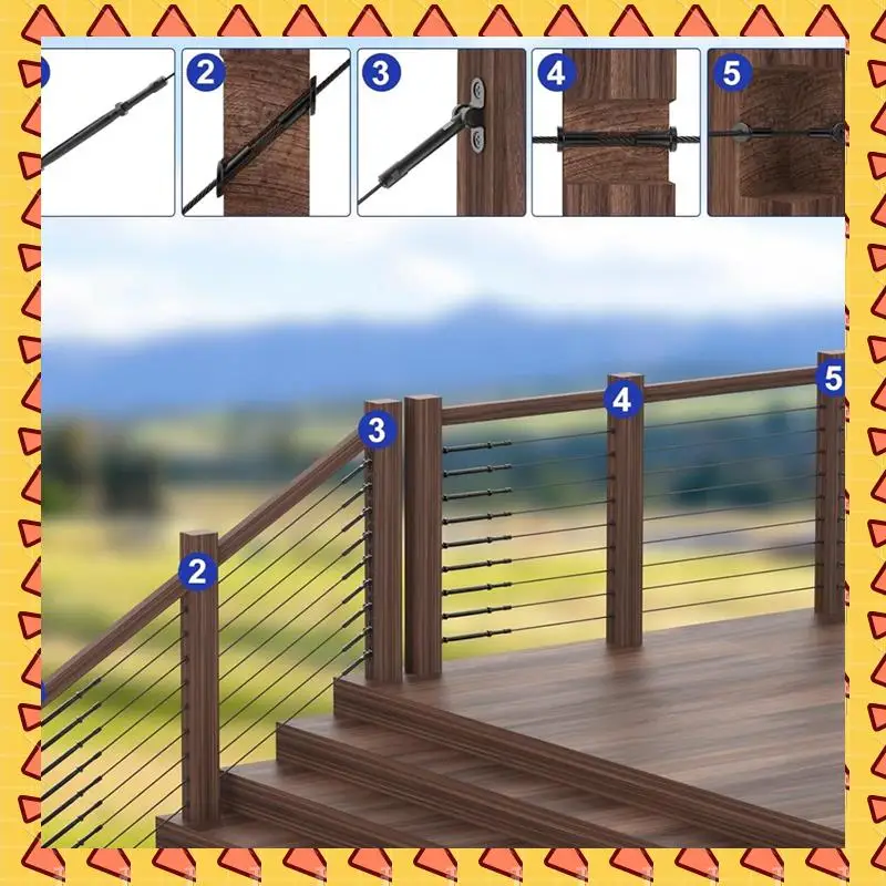 A008 50 Pack Stainless Steel Protector Sleeves For 1/8Inch 5/32Inch Or 3/16Inch Deck Cable Railing, For Wood/Composite Posts