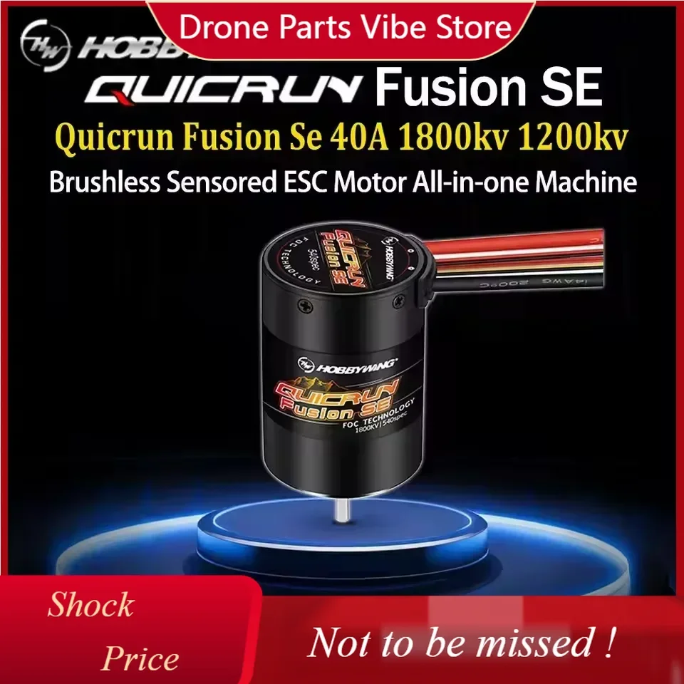 محرك ووحدة تحكم في السرعة DP Hobbywing Quicrun Fusion SE 40A 1800kv 1200kv مدمجة لسيارات التحكم عن بعد بمقياس 1/10 و1/8 وملحقات الزحف