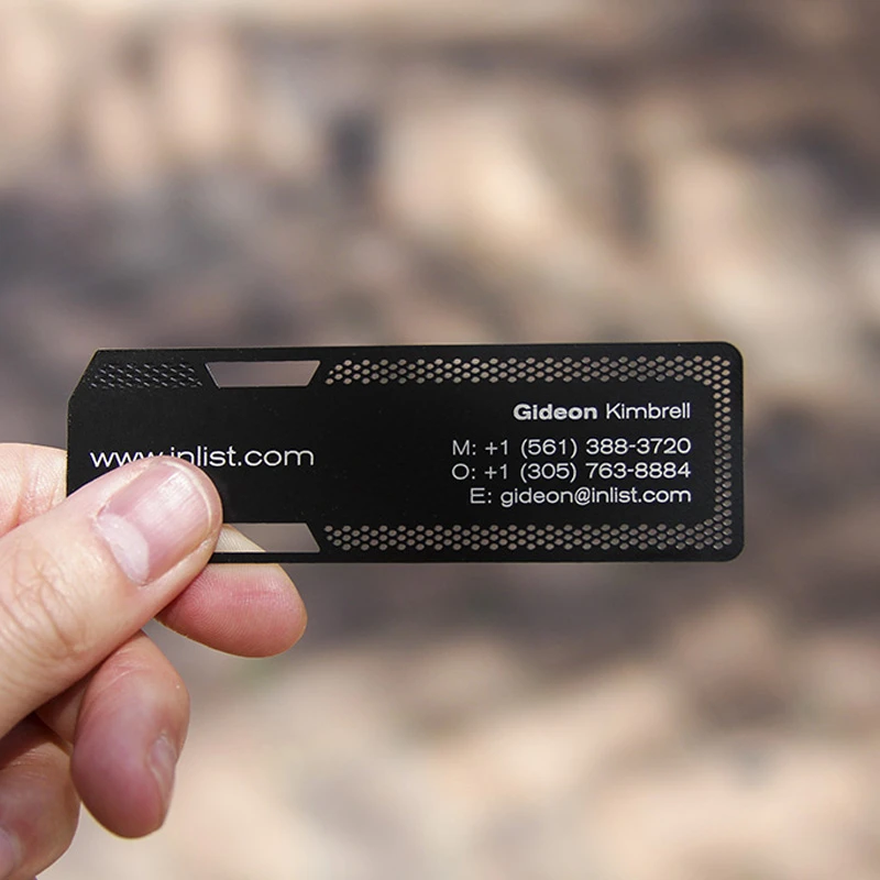 Customized inquiry Creative Design Cheap Luxury Gift Stainless Steel Matt Black Metal Business Card with Logo